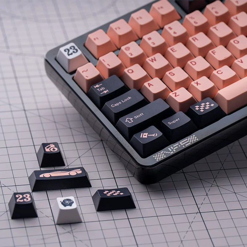 Pink Pig Theme Design Keycap Set, Creative Keycap Cultural Art Keycap PBT Material Personalized Keycap Set, Compatible with 61/64/68/75/84/87/104 Key Mechanical Keyboard