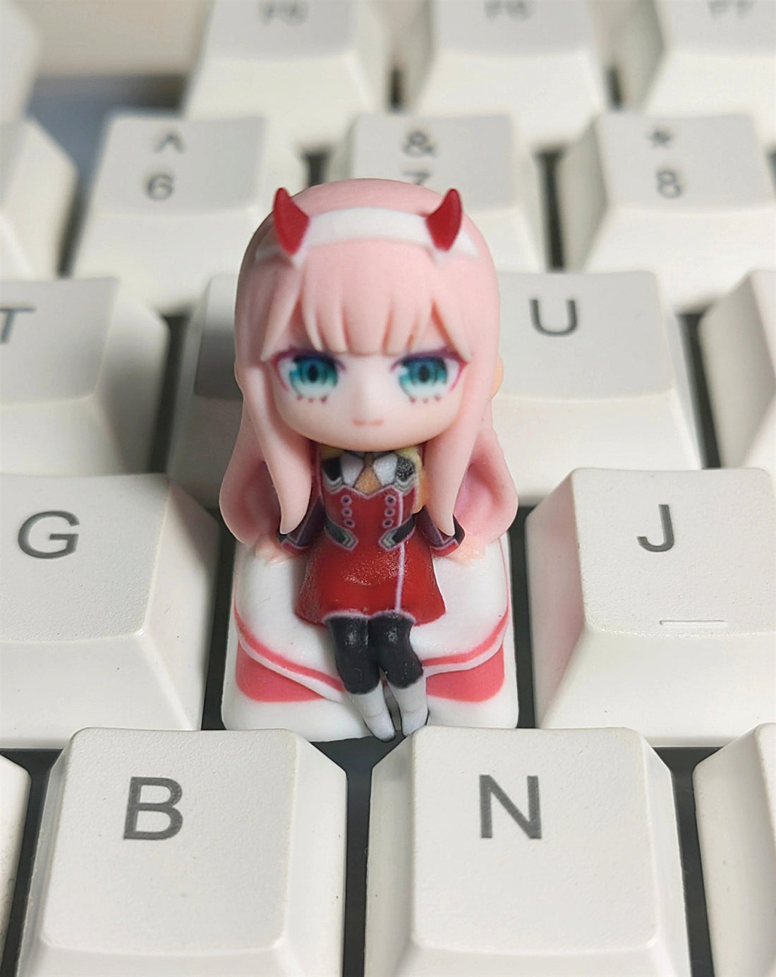 DARLING in the FRANXX,  ‌ Zero Two themed, Multi colored resin printed personalized keycaps, cartoon resin decorative keycaps, mechanical keyboard artistic creative keycaps