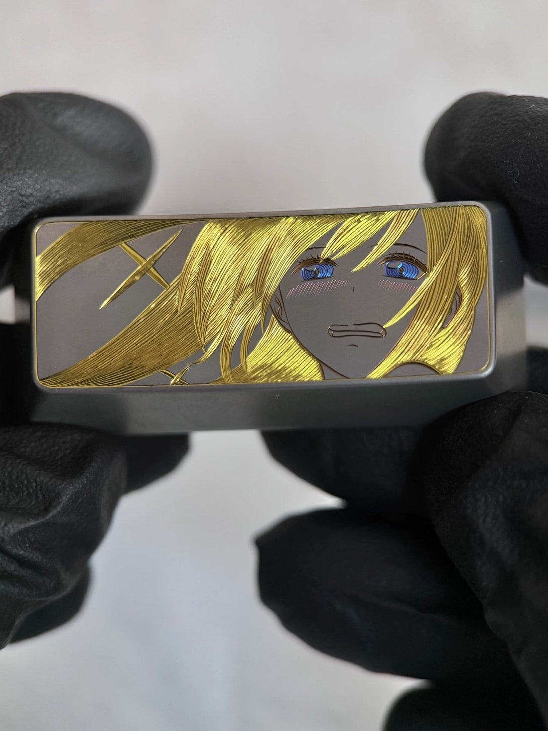 Hand carved titanium alloy series Hand carved titanium alloy anode coloring, anime and game culture creative metal hand carved keycaps collection