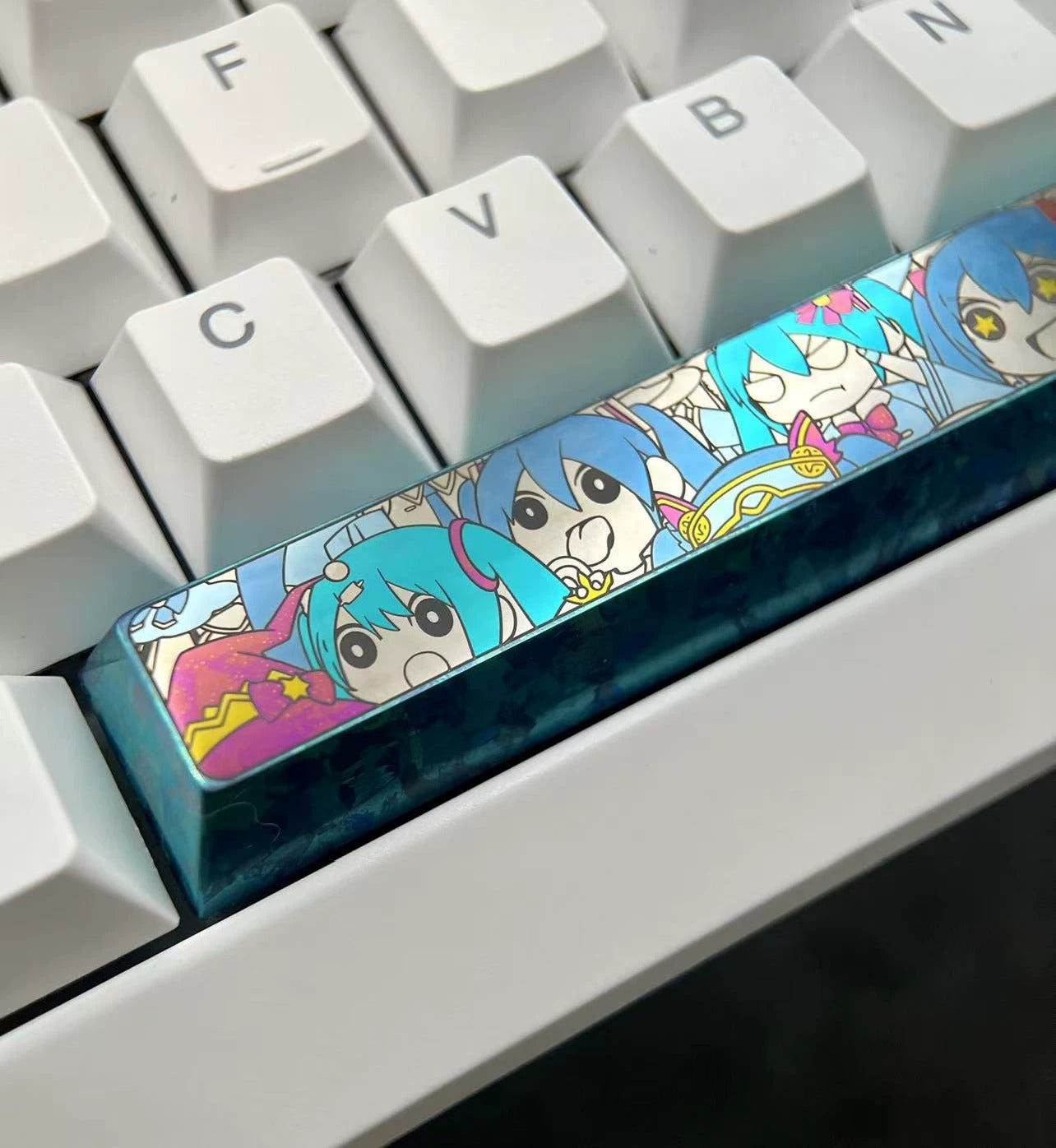Hatsune Miku, titanium alloy 6.25U space bar, cartoon music icon image design creative key cap, mechanical keyboard decorative key cap