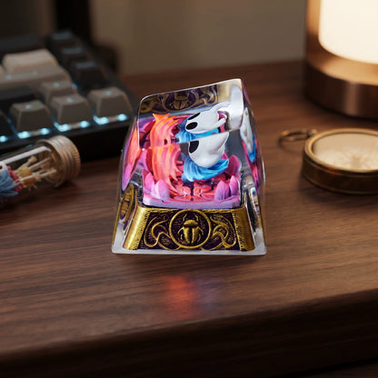 Hollow Knight, Dark Gold Base Style coating and sealing design, Crystal Resin Personalized Keycaps, Anime Game Culture Creative Resin Keycaps, Mechanical Keyboard Art Decorative Keycaps