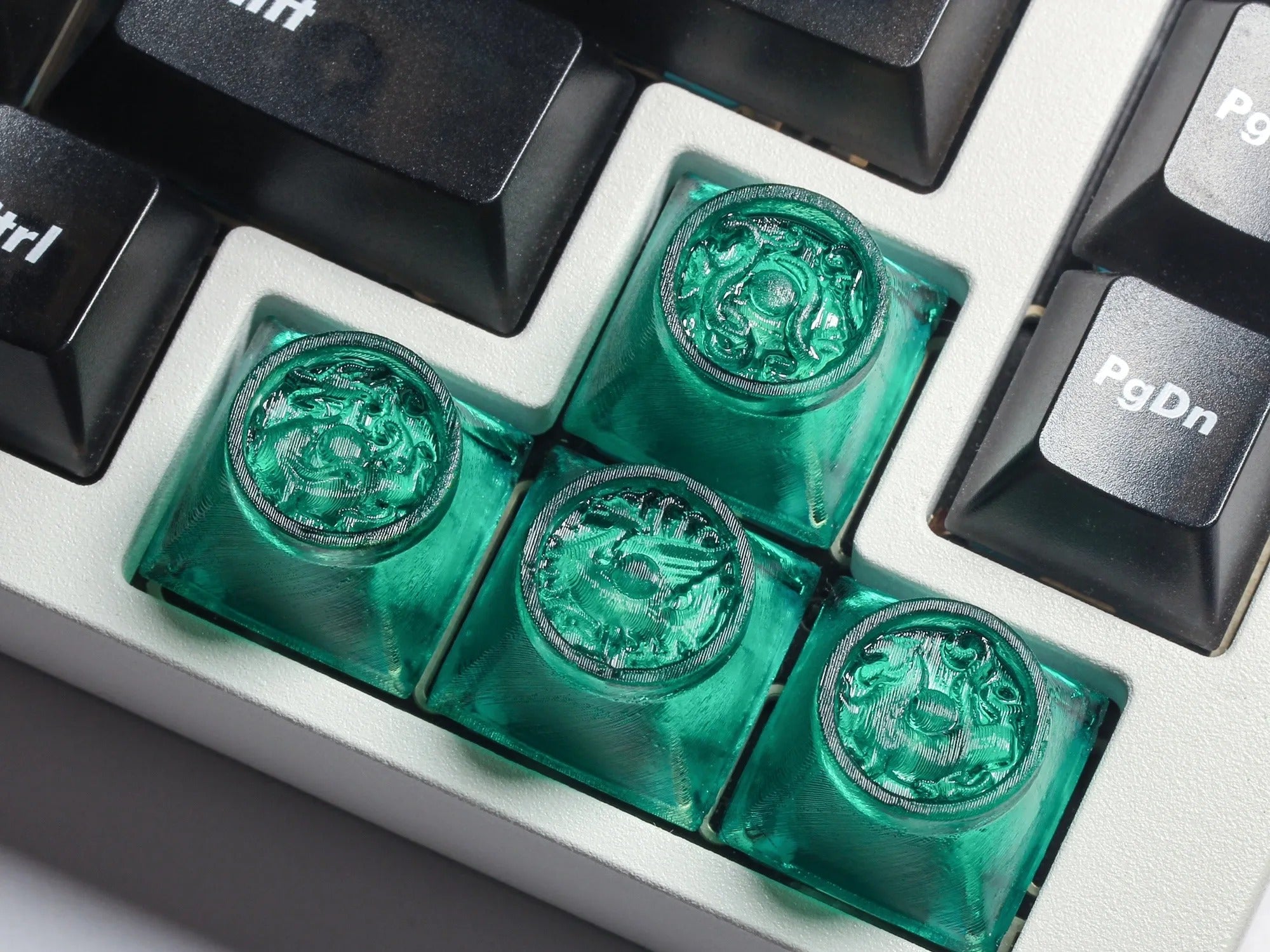 Four ancient Chinese mythical beasts, transparent resin printing material, mythological themed personalized keycaps