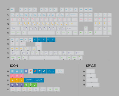 ‌MYGO!!!!! Theme design, PBT material personalized keycaps, mechanical keyboard replacement keycap set, anime and game cultural and creative keycaps set, Compatible with 61/64/68/75/84/87/104 Key Mechanical Keyboard Keycap Set