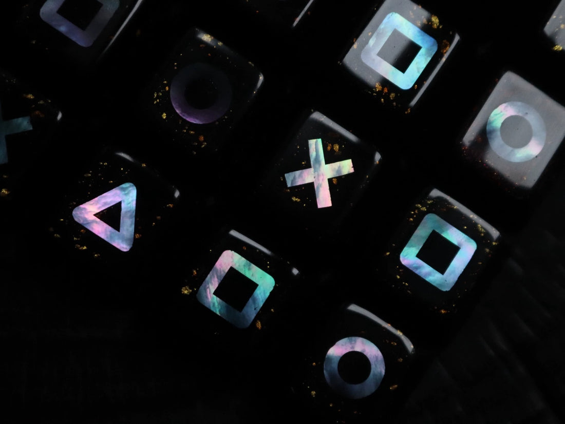 The traditional Lacquerware decoration technique,+mother of pearl inlay, set of 4, classic and stylish game console buttons, decorative keycaps with directional key combinations