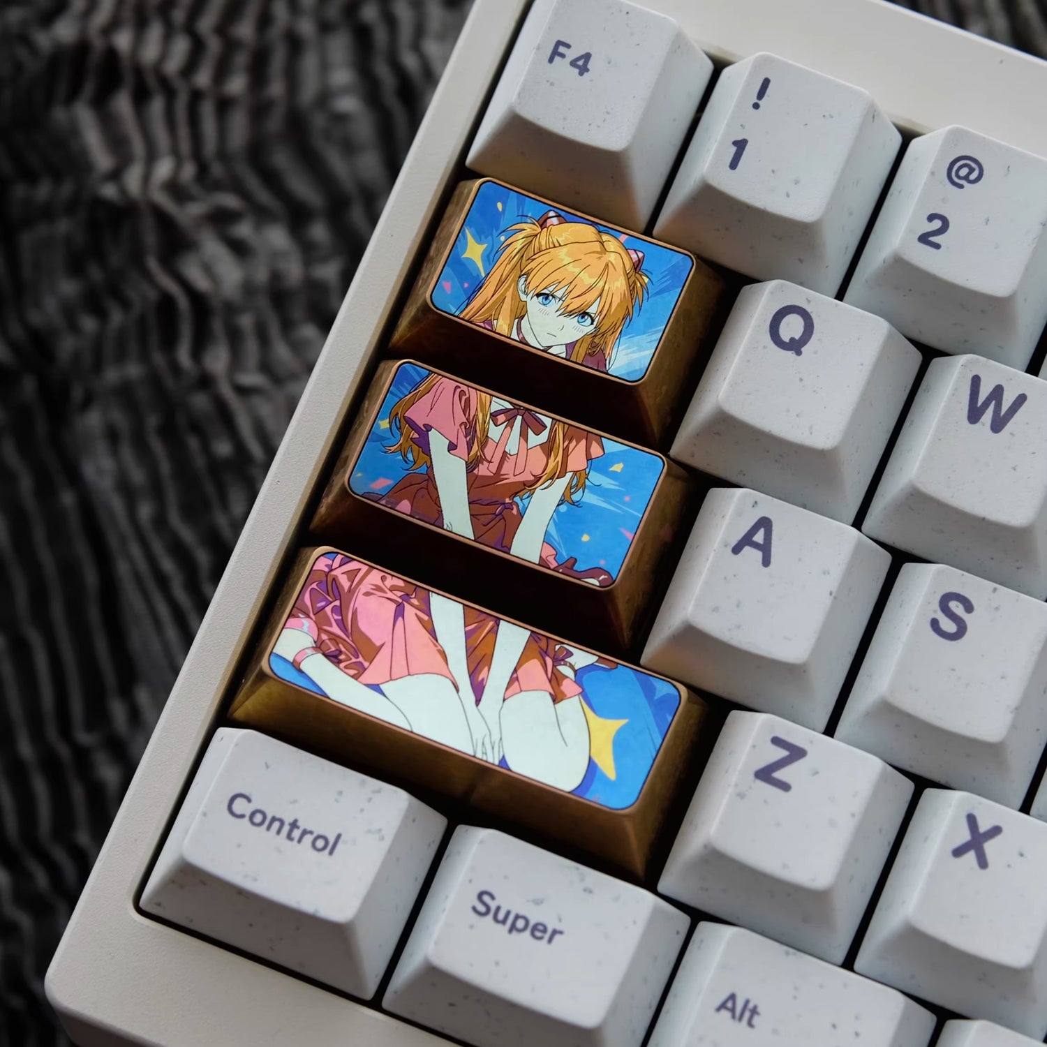 EVA, Asuka Titanium Alloy Combination Set, Personalized Keycap Set for the Left Large Keypad of the Keyboard, Anime Metal Decorative Keycaps