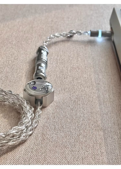 Astronaut theme 1.7m single crystal copper four strand aviation plug customized handmade wire Type-C plug with luminous