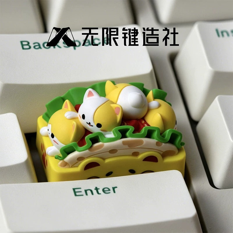 Cat roll 1.5U cute keycap original personalized customization multi-color resin mechanical keyboard decoration keycap