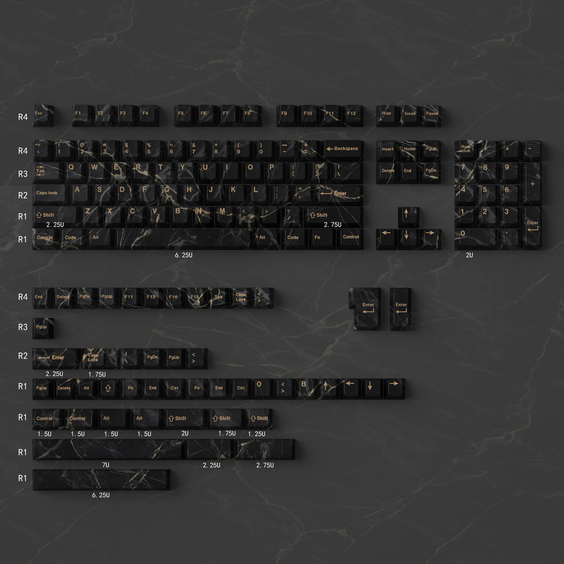 Minimally designed marble patterned keycap set, PBT Material Personalized Keycap Set, Compatible with 61/64/68/75/84/87/104 Key Mechanical Keyboard