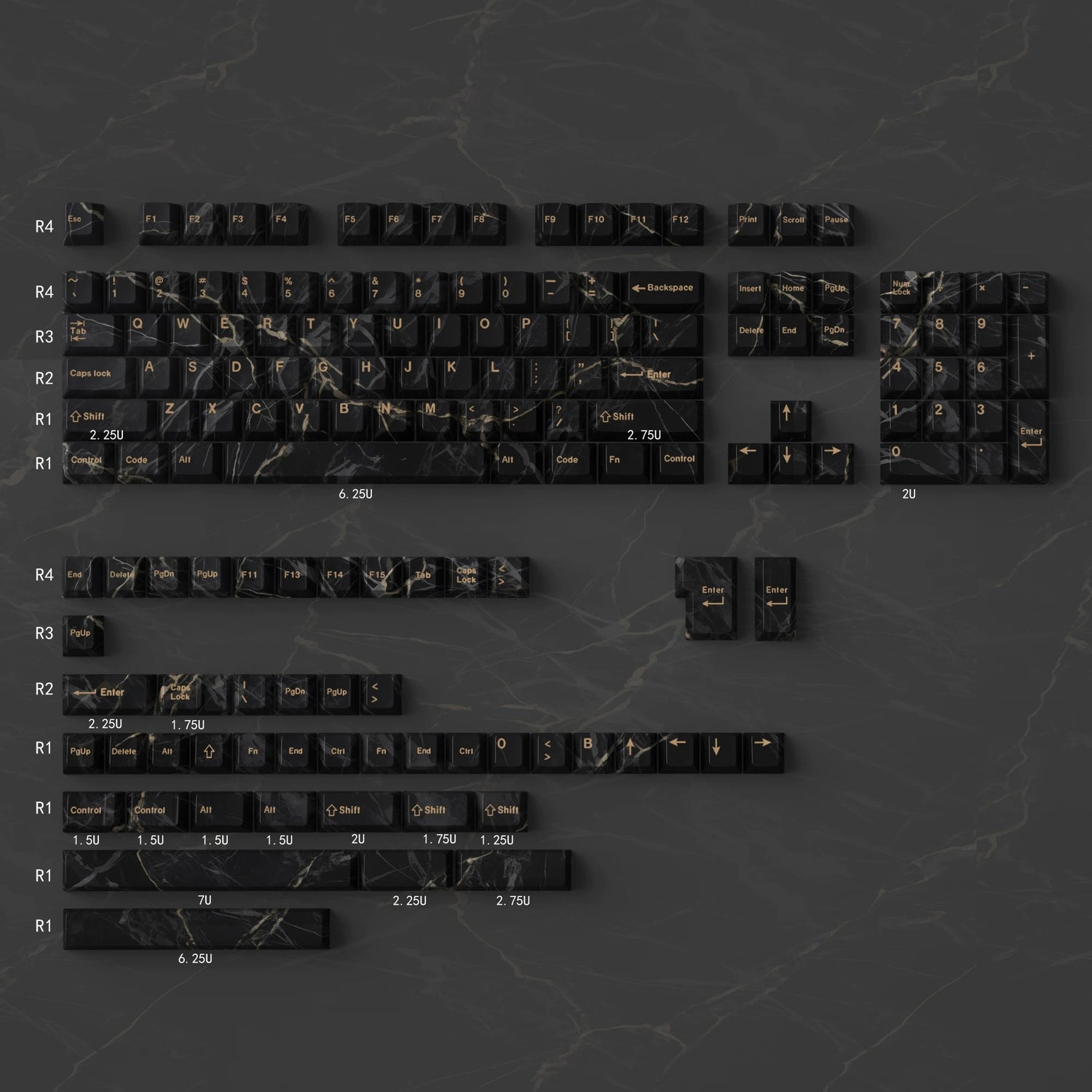 Minimally designed marble patterned keycap set, PBT Material Personalized Keycap Set, Compatible with 61/64/68/75/84/87/104 Key Mechanical Keyboard