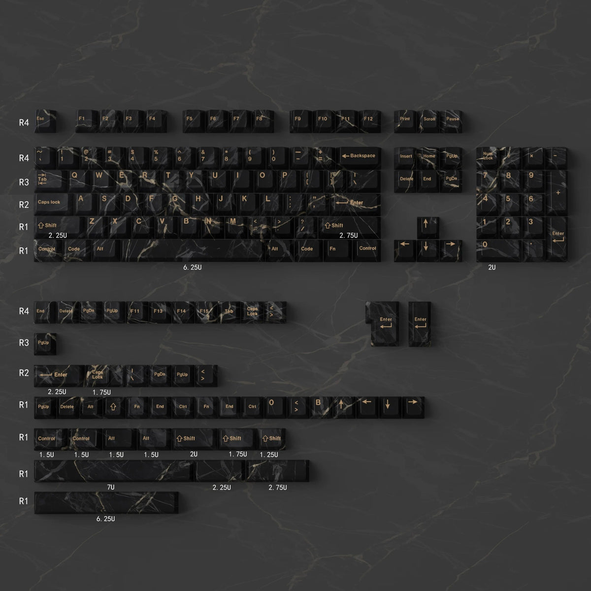 Minimally designed marble patterned keycap set, PBT Material Personalized Keycap Set, Compatible with 61/64/68/75/84/87/104 Key Mechanical Keyboard