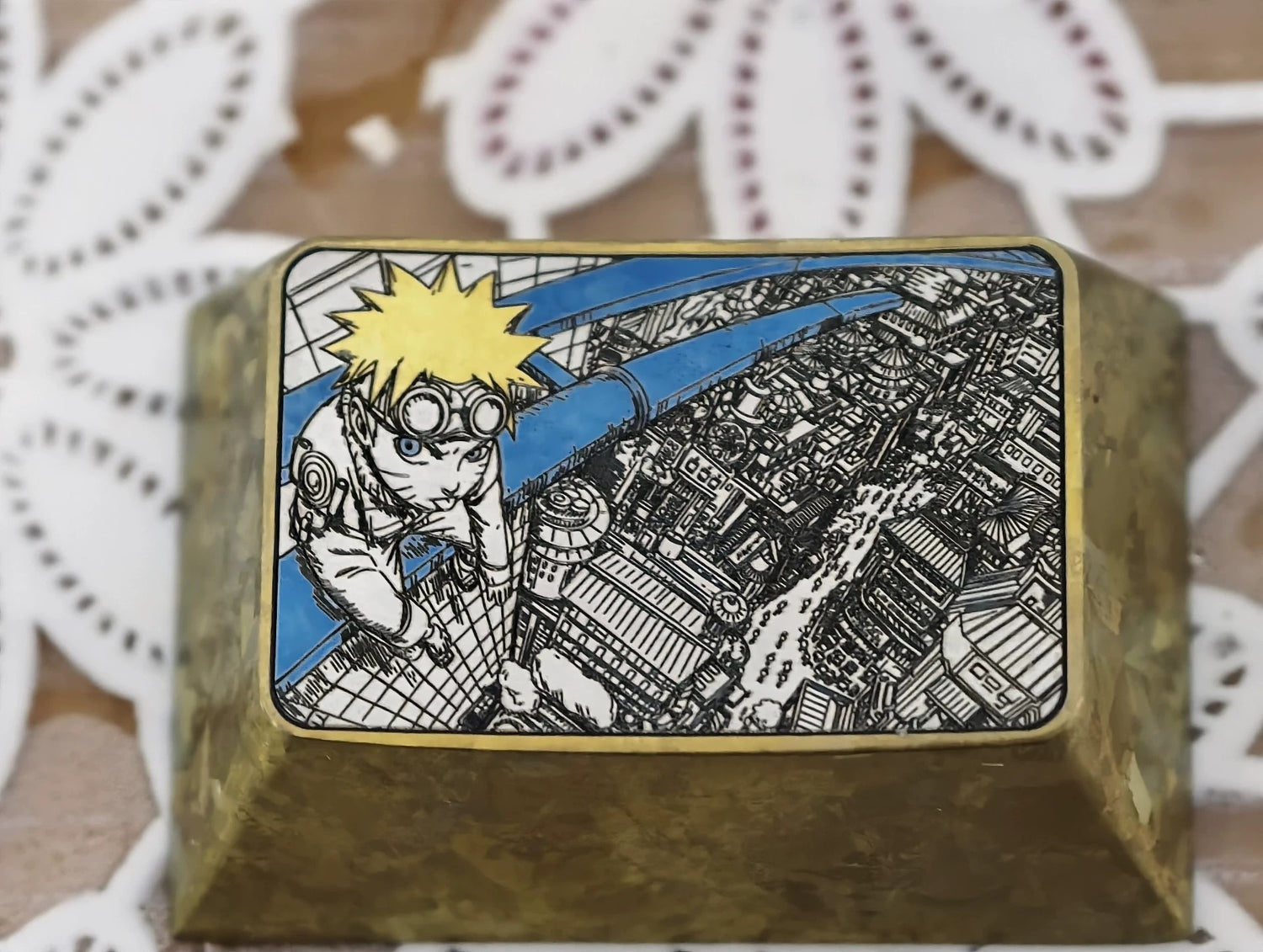 Naruto, Uzumaki Naruto 1.5U Precision Pointillism Craftsmanship titanium alloy personalized keycaps, anime and game cultural creative keycaps, mechanical keyboard decorative keycaps