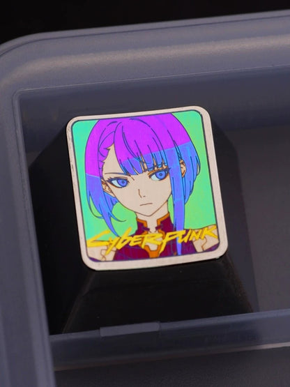 Cyberpunk, Lucyna Kushinada, 1U titanium alloy metal personalized keycaps, anime, gaming, cultural and creative peripheral mechanical keyboard decorative keycaps