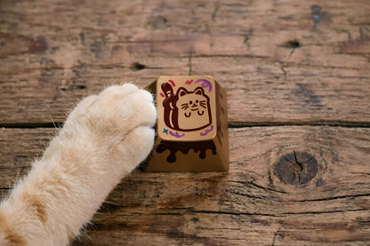 Dessert cat aluminum alloy anodized melted chocolate cute metal keycaps personalized keycaps mechanical keyboard decorative keycaps