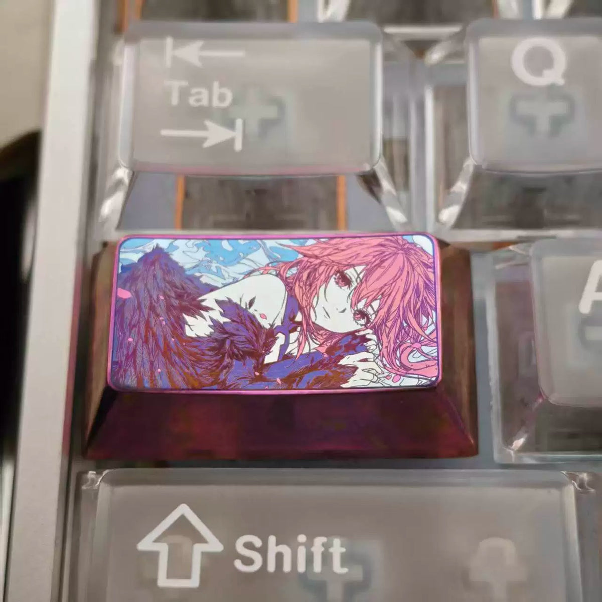 Guilty Crown，Yuzuriha Inori 1.75 U titanium alloy personalized keycaps, mechanical keyboard decorative keycaps, anime and game cultural creative keycaps