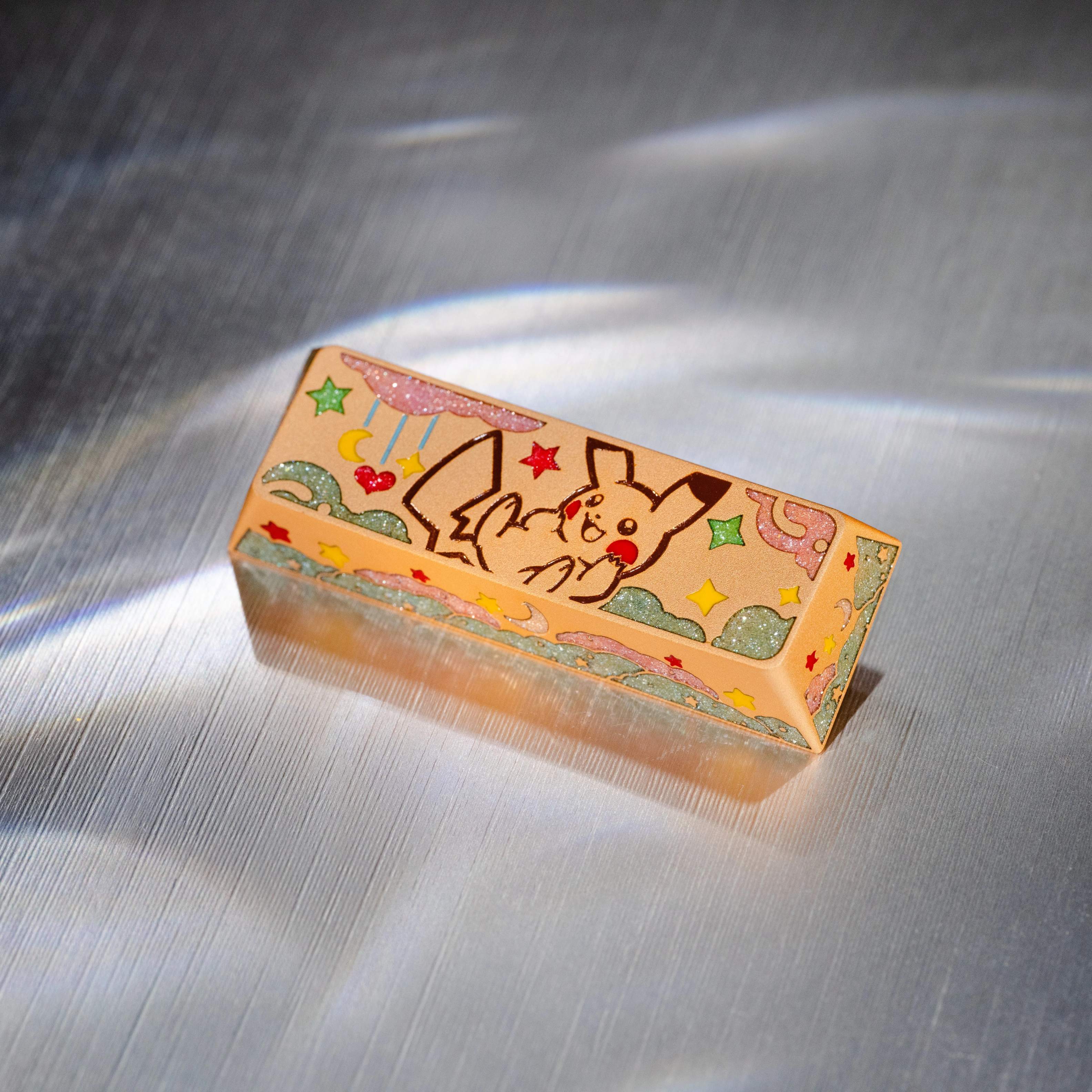 Pok é mon series, Pikachu themed design, keycaps made of aluminum alloy material CNC integrated precision machining personalized keycaps, mechanical keyboard decorative keycaps