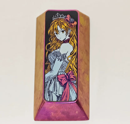 EVA，Asuka，Mechanical keyboard 108% full-size keyboard, PAD keypad number area,+/Enter key, vertical 2U titanium alloy personalized key cap Collection, animation game cultural creative products, mechanical keyboard decorative key cap