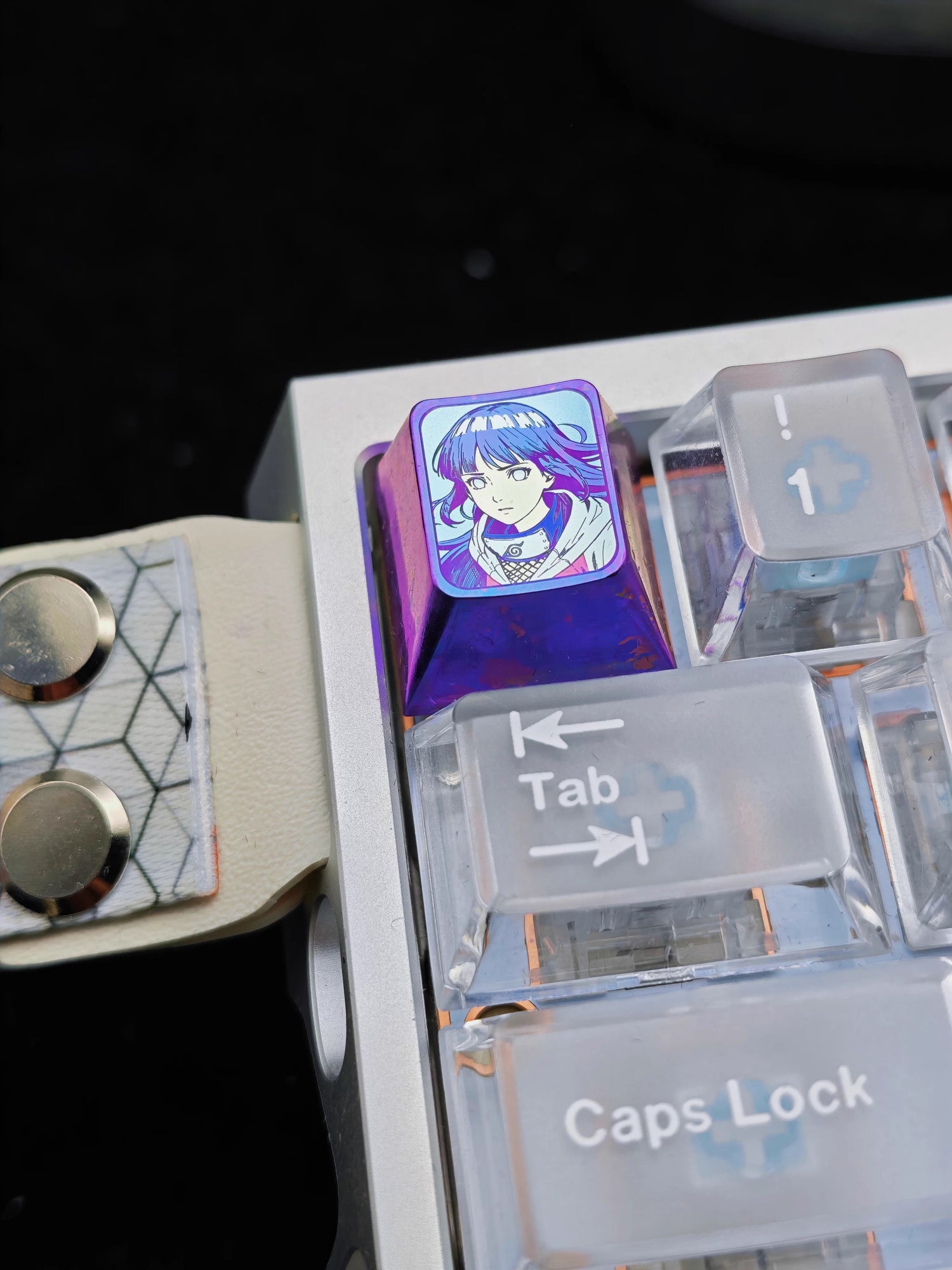 Naruto, Hy ū ga Hinata, 1U Ice Crystal Titanium Alloy Personalized Keycaps, Anime Game Metal Carving Art Decorative Keycaps