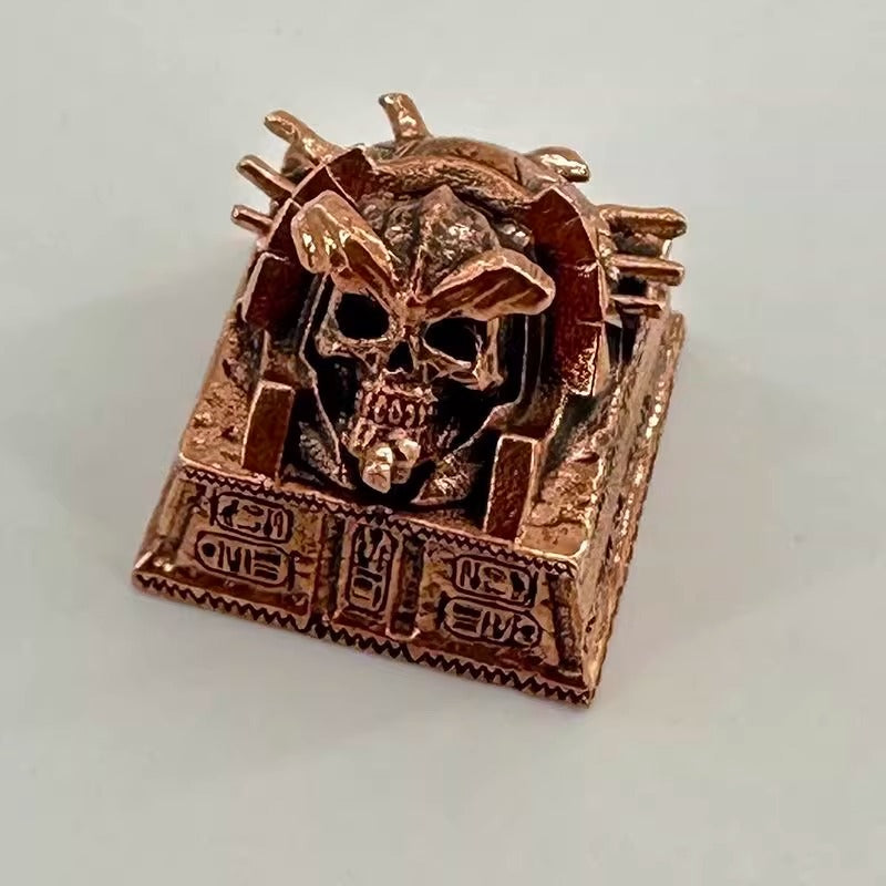 Ancient Egyptian Skeleton Pharaoh, Pure copper material，Metal Personalized Keycaps, Mysterious Egyptian Culture Creative Custom Mechanical Keyboard Art Decorative Keycaps