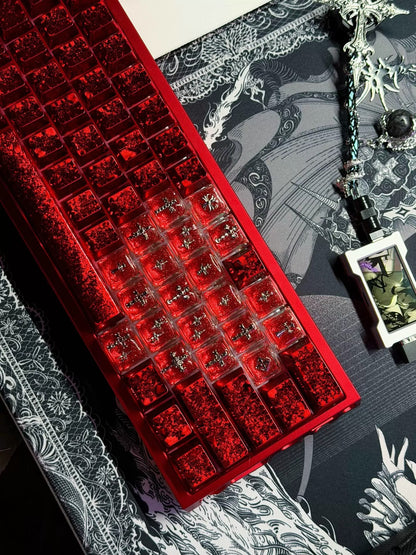 Gothic style, CH crystal resin added keycaps, mechanical keyboard decorated with personalized keycaps