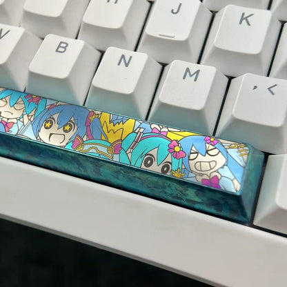 Hatsune Miku, titanium alloy 6.25U space bar, cartoon music icon image design creative key cap, mechanical keyboard decorative key cap
