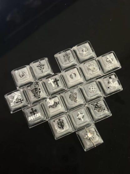 Gothic style, CH crystal resin added keycaps, mechanical keyboard decorated with personalized keycaps