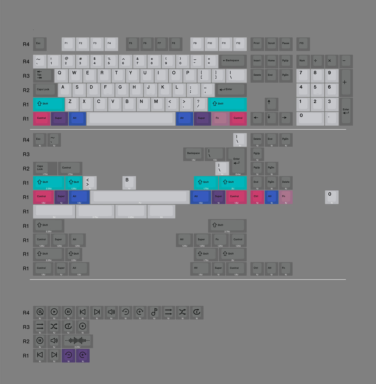 Sound wave/Sonic Wave themed design PBT Keyboard Replacement Keycap Set, mechanical keyboard decorative keycap Compatible with 61/64/68/75/84/87/104 Key Mechanical Keyboard Keycap Set