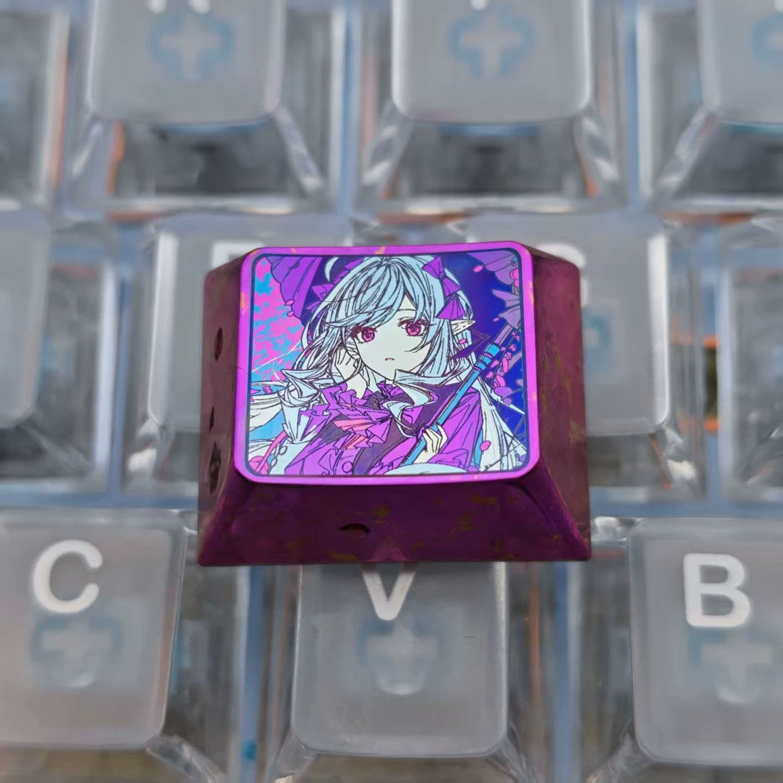 Zenless Zone Zero,Vivian Banshee 1.25 U titanium alloy metal personalized keycaps, anime and game character peripheral products, decorative keycaps.