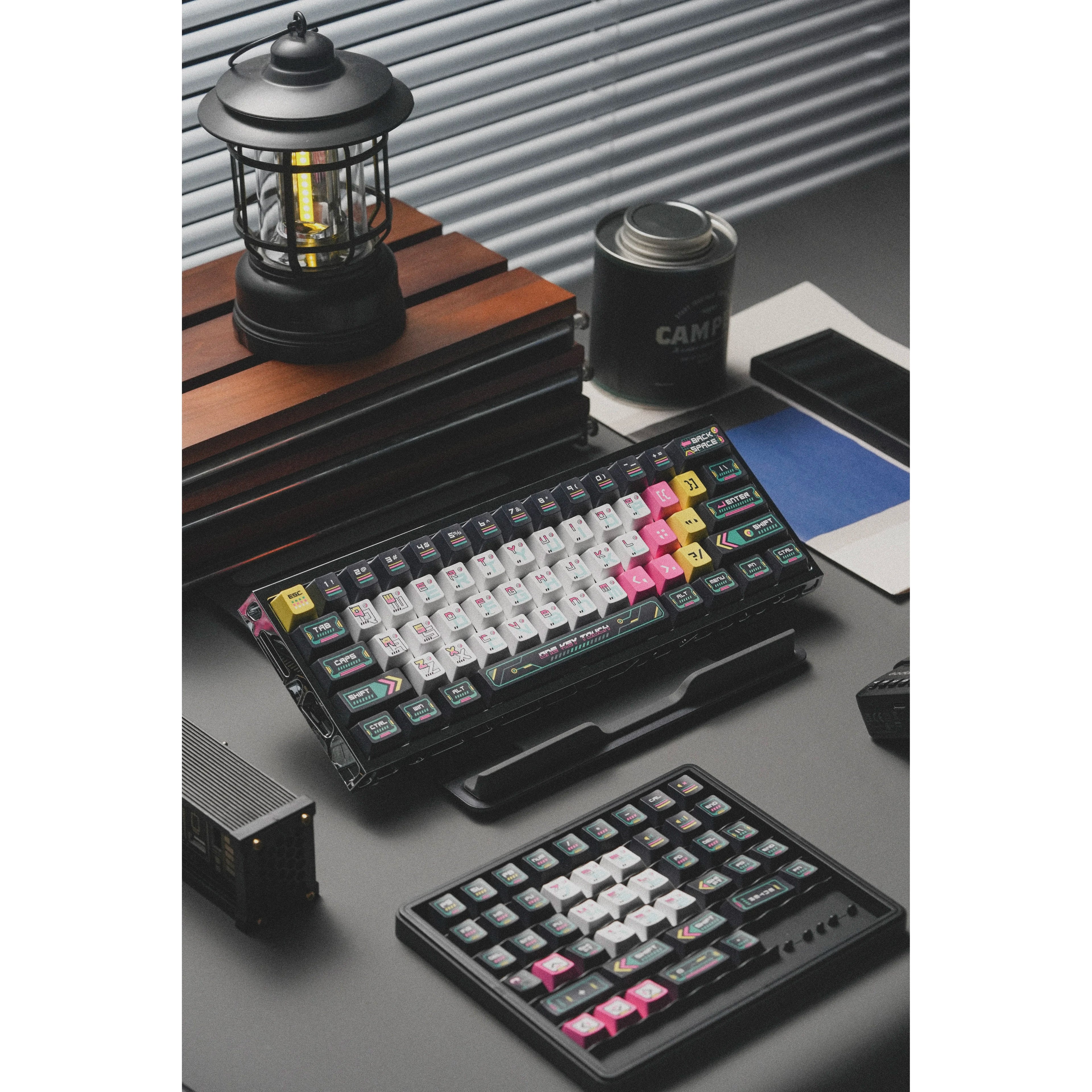 Cyber terminal theme creative design keycap set, original factory height 146 keys, five sided heat sublimation adaptation, mechanical magnetic axis keyboard, customized keycap