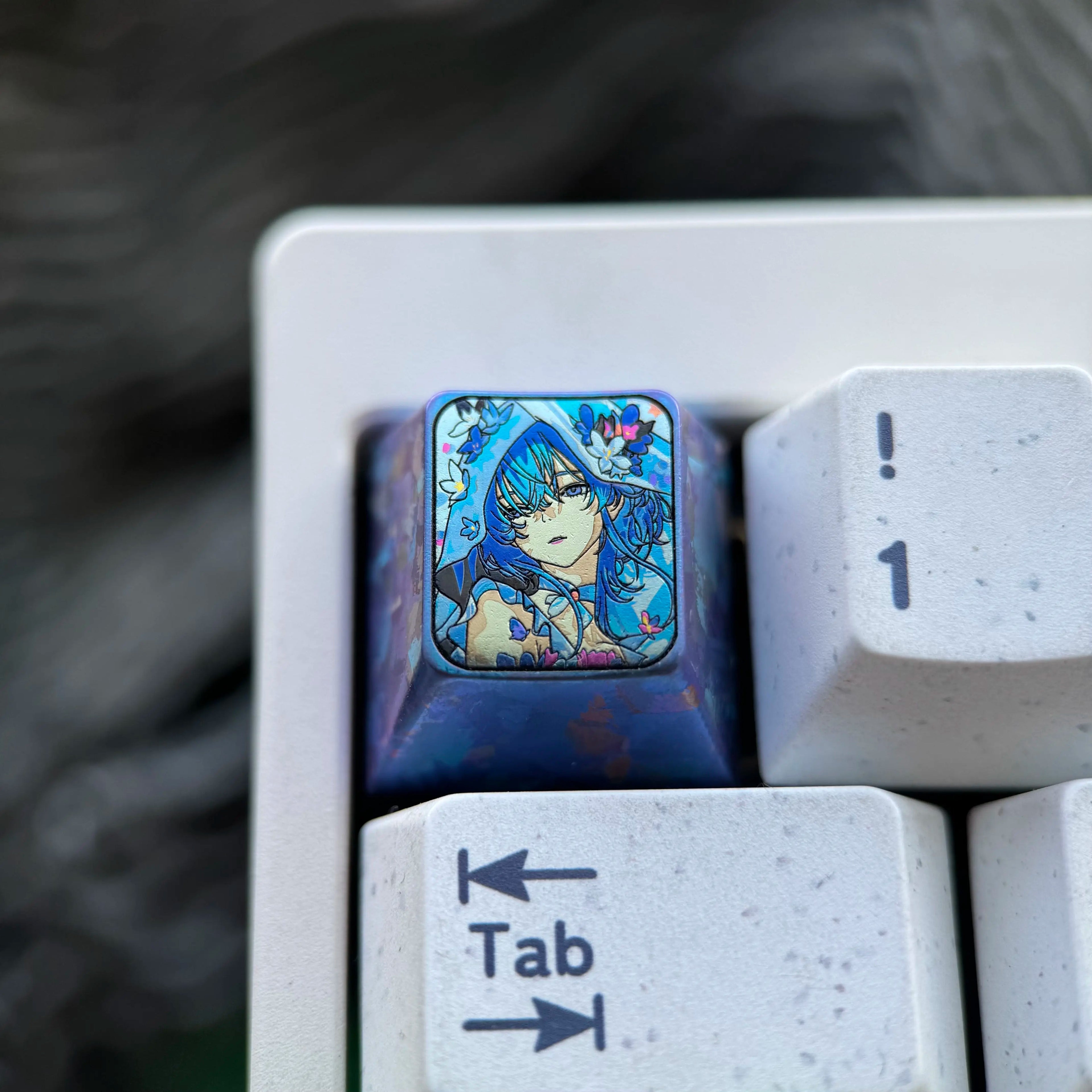 Wuthering Waves, The Shorekeeper theme, 1U titanium alloy personalized keycaps, anime game metal keycaps, mechanical keyboard decorative keycaps