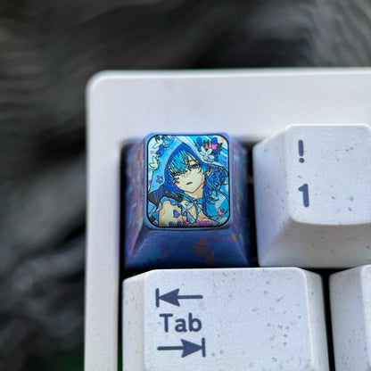Wuthering Waves, The Shorekeeper theme, 1U titanium alloy personalized keycaps, anime game metal keycaps, mechanical keyboard decorative keycaps