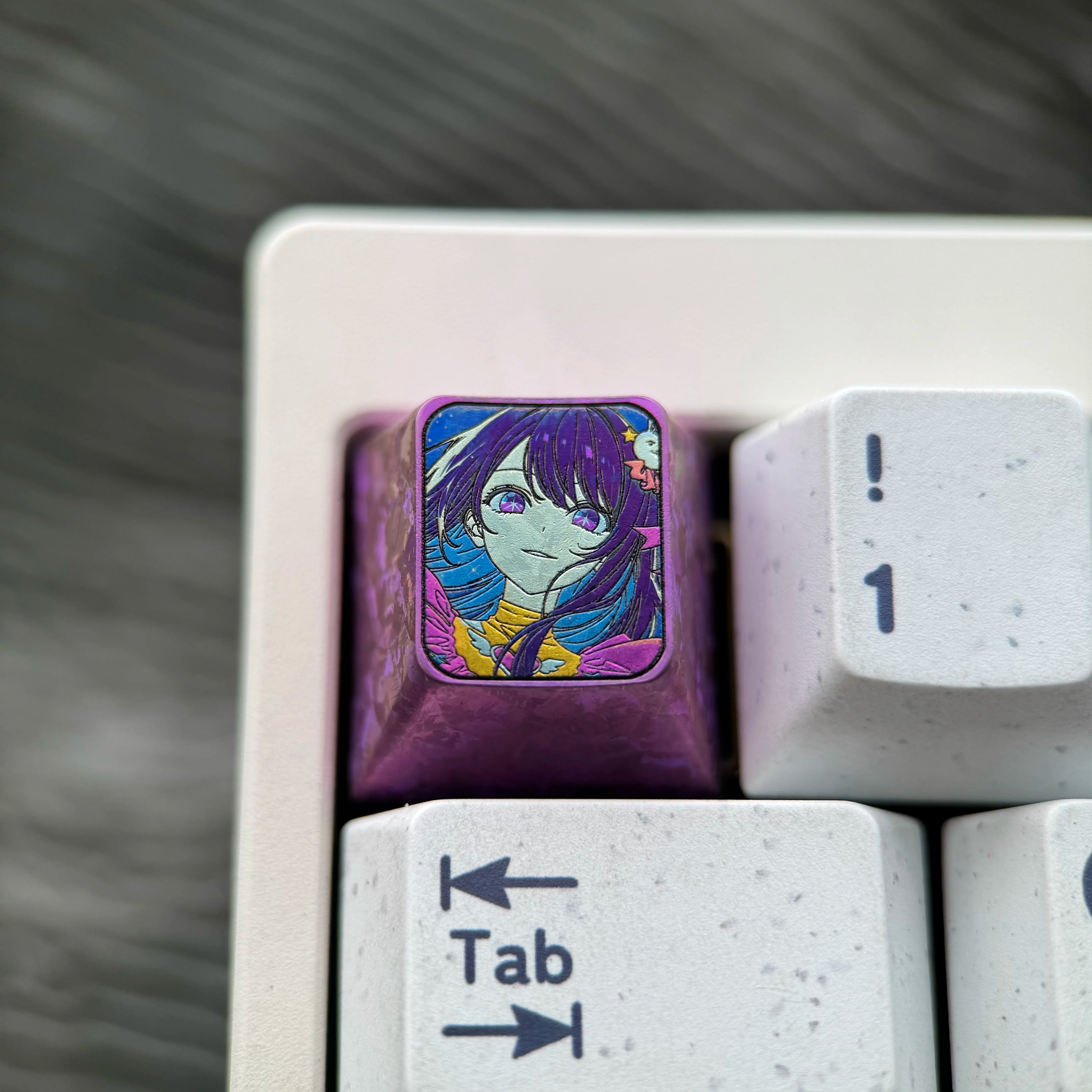 [OSHI NO KO] Series, Hoshino Ai Theme, 1U Titanium Alloy Personalized Keycaps, Anime Game Culture Creative Mechanical Keyboard Decorative Keycaps