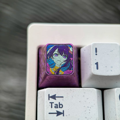 [OSHI NO KO] Series, Hoshino Ai Theme, 1U Titanium Alloy Personalized Keycaps, Anime Game Culture Creative Mechanical Keyboard Decorative Keycaps