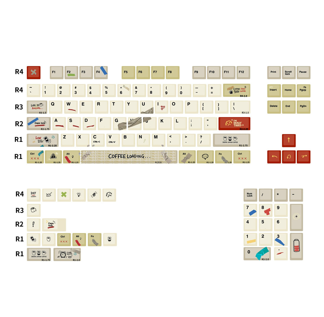 IMFKTIRED, Office keycap set, retro color scheme, PBT material Mechanical Keyboard Replacement Keycap Set, suitable for 61/64/68/75/84/87/104 Key Mechanical Keyboard