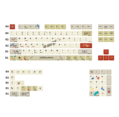 IMFKTIRED, Office keycap set, retro color scheme, PBT material Mechanical Keyboard Replacement Keycap Set, suitable for 61/64/68/75/84/87/104 Key Mechanical Keyboard