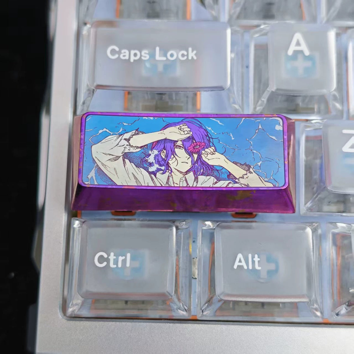 Chainsaw Man， Reze，2.25U Titanium alloy personalized keycaps, anime and game cultural creative keycaps, mechanical keyboard decorative keycaps