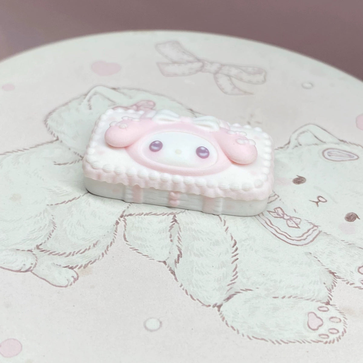 My Melody Ribbon, 3 D printing, not corroded or faded, three-dimensional modeling, anime, gaming, cultural creativity, personalized keycaps, mechanical keyboard decoration keycaps