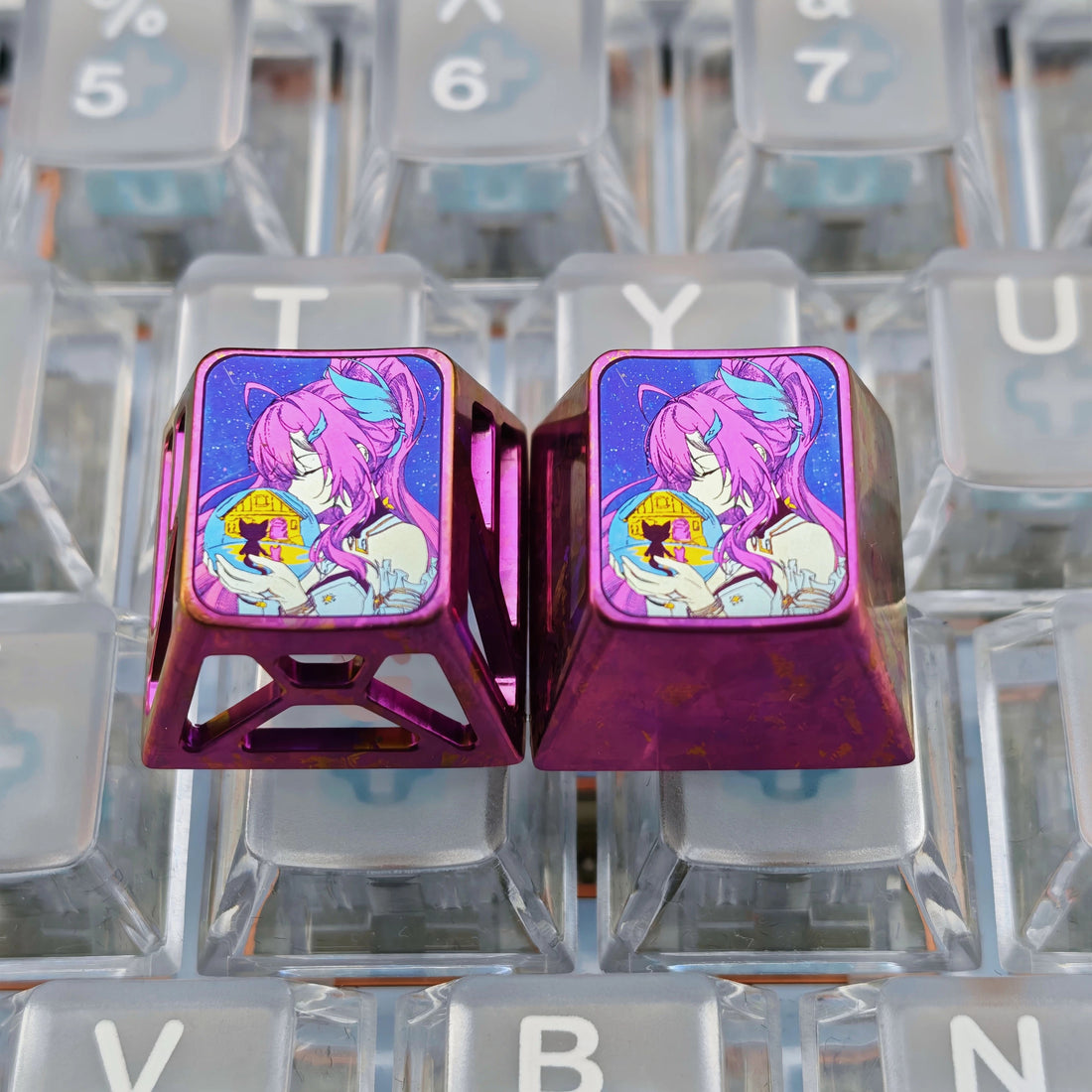 Wuthering Waves, Aemeath, 1U titanium alloy personalized keycaps, anime, gaming, cultural and creative mechanical keyboards, metal decorative keycaps