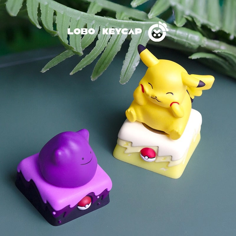 Pok é mon series, rotating style, multi-color resin molding, bearing rotation, cute cartoon personality keycaps, decorative keycaps.