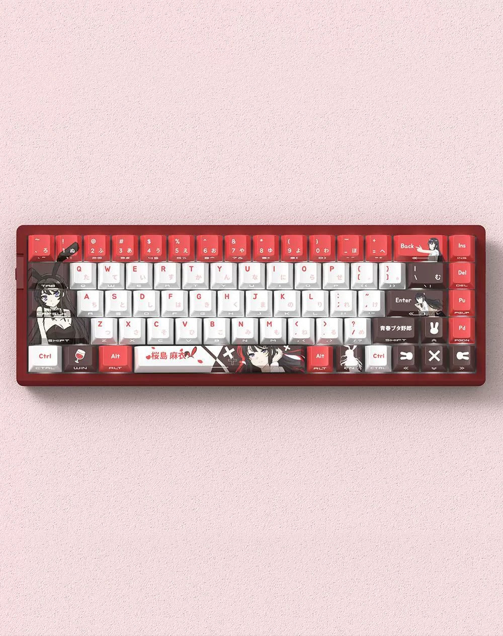 Sakurajima Mai theme, custom set personalized keycap series, PBT material, Original factory height, compatible with 61/64/68/75/84/87/104 mechanical keyboard keycap set