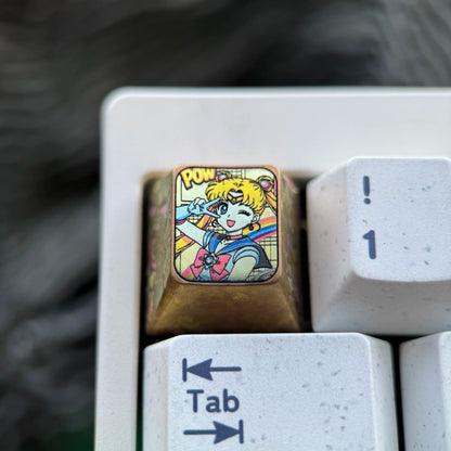 Sailor Moon series, Tsukino Usagi theme, 1U titanium alloy personalized keycaps, metal decorative keycaps, mechanical keyboards, artistic and creative keycaps