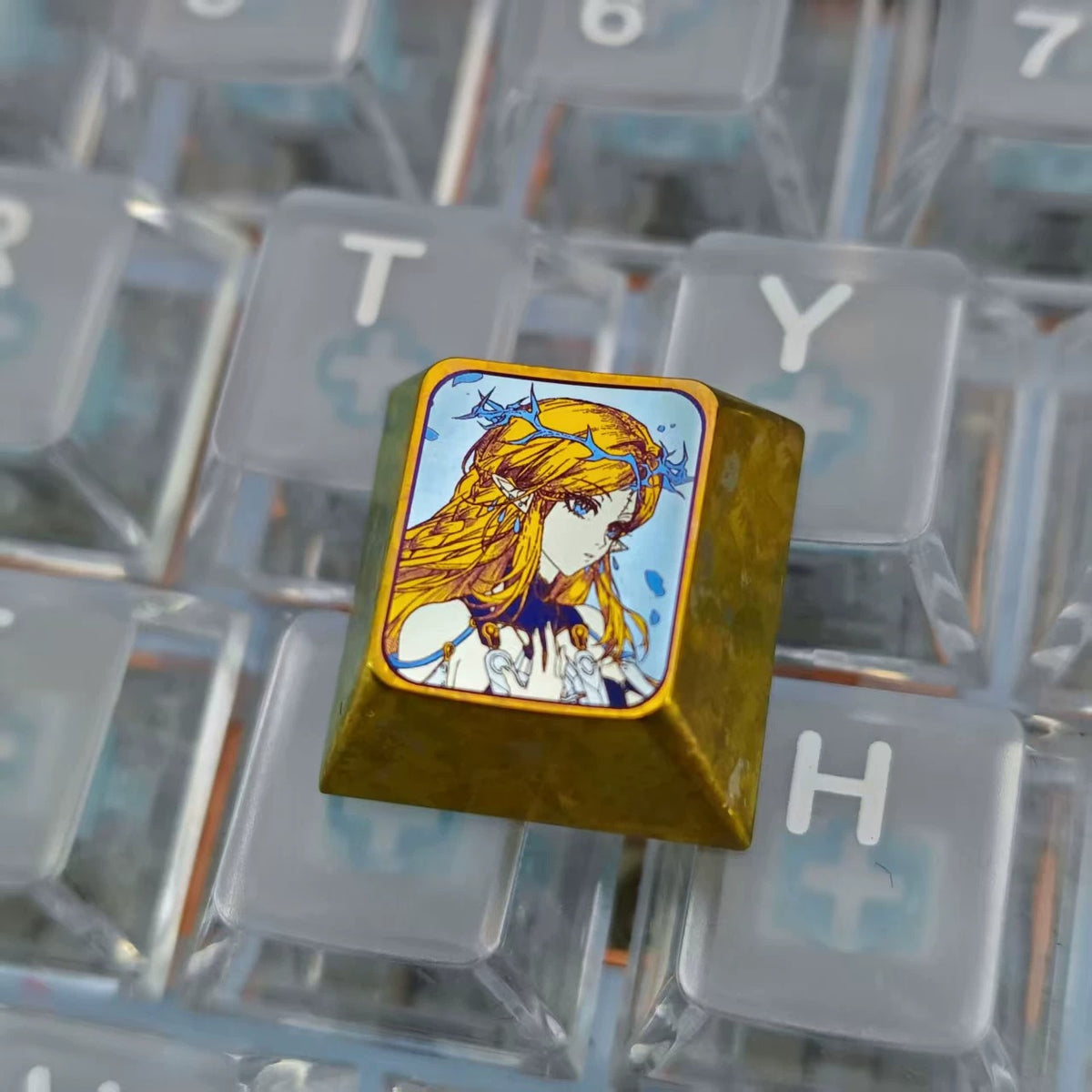 Wuthering Waves，Cartethyia 1 U titanium alloy personalized keycaps, anime and game cultural creative keycaps, mechanical keyboard decorative keycaps
