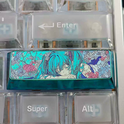 Hatsune Miku, 2.75 U shift,Titanium Alloy Custom Keycaps, suitable for anime, gaming, cultural and creative products, and mechanical keyboard decoration