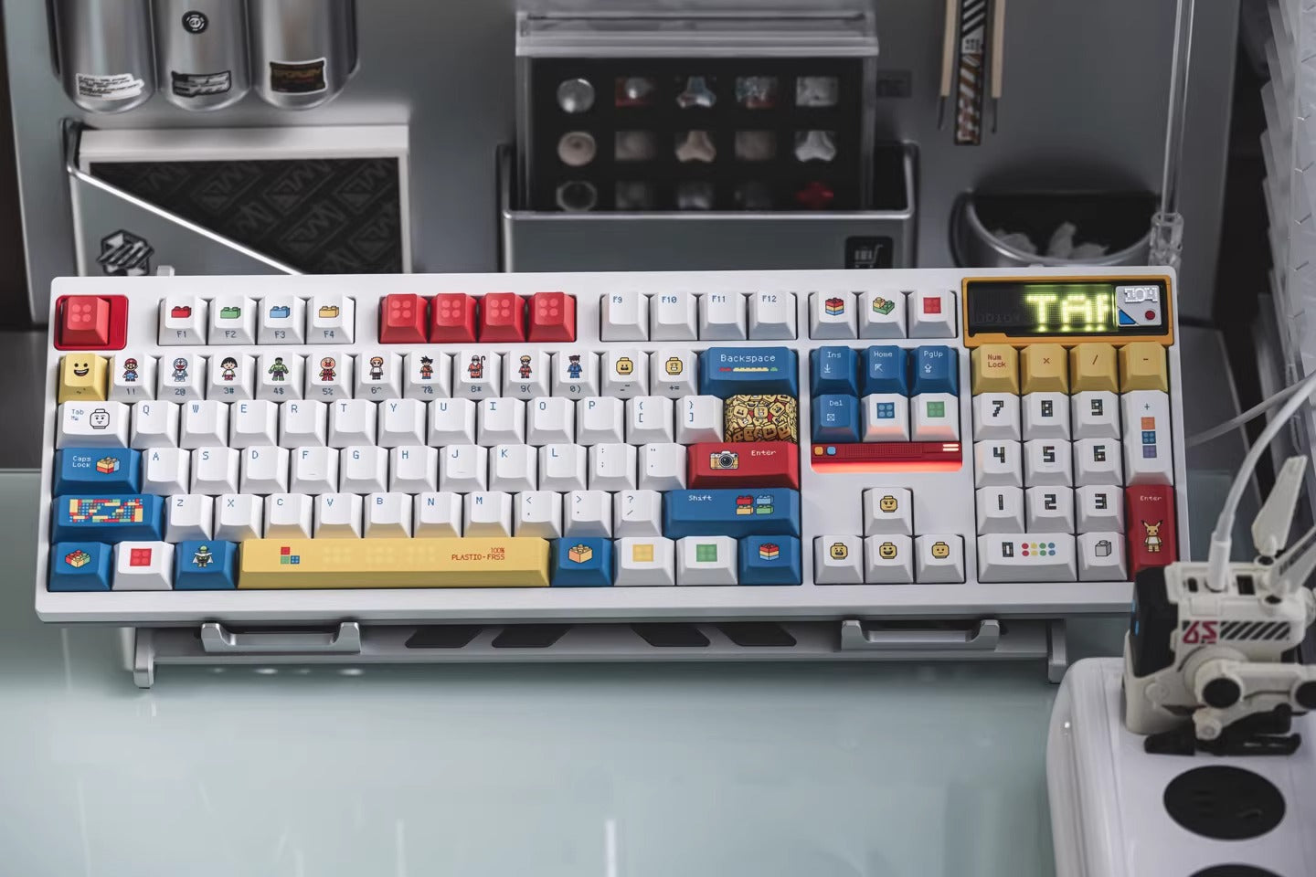 Lego themed design, cartoon cute personalized custom keycap complete set PBT+PC heat sublimation factory height, personalized themed keycap set