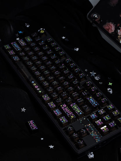 Retro luxury old patterned road personalized keycap set, made of PC material and UV printing technology, creative and fashionable retro decorative keycap set