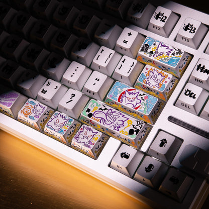 Pok é mon series,gengar themed design, keycaps made of aluminum alloy material CNC integrated precision machining personalized keycaps, mechanical keyboard decorative keycaps