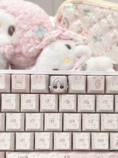 Frieren, Multi colored resin printed personalized keycaps, mechanical keyboard resin decorative keycaps, artistic cartoon anime keycaps