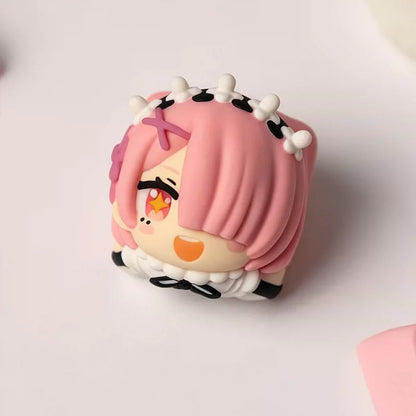 Re:Life in a different world from zero，Rem, resin molded personalized keycaps, mechanical keyboard resin decorative keycaps