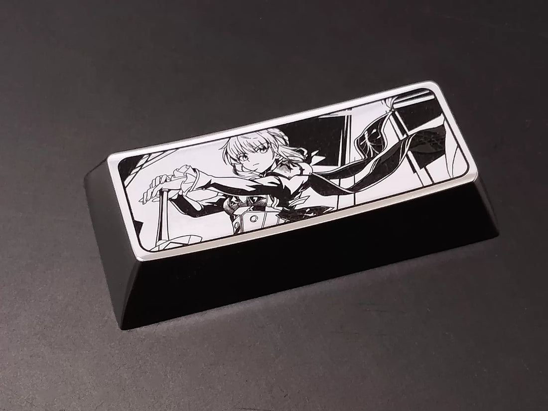 Fate/stay night series, saber theme, 2.25 U zinc/titanium alloy personalized keycaps, anime, gaming, cultural innovation, metal carving, mechanical keyboard decoration keycaps