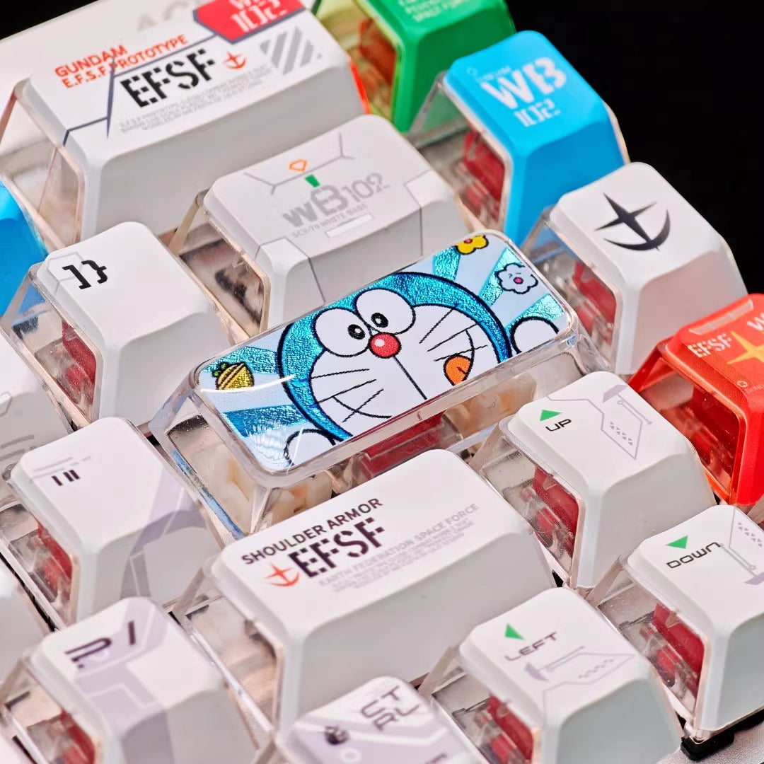 Doraemon, 2.25U Enter key, PC crystal resin material personalized keycap, anime creative peripheral product resin decorative keycap