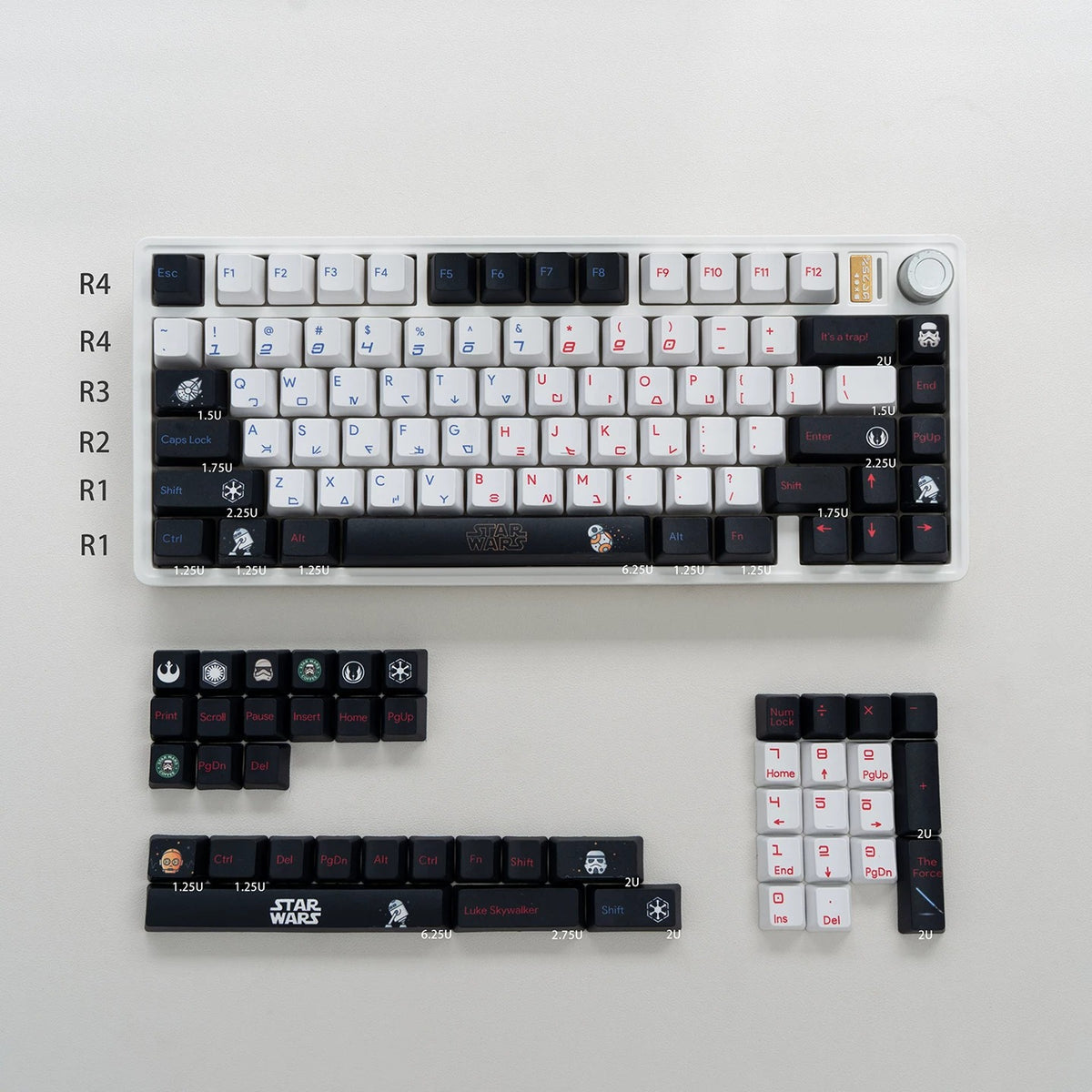 Star Wars Theme PBT Material, Science fiction movies, creative keycap designs for TV series, Mechanical Keyboard Replacement Keycap Set, suitable for 61/64/68/75/84/87/104 Key Mechanical Keyboard